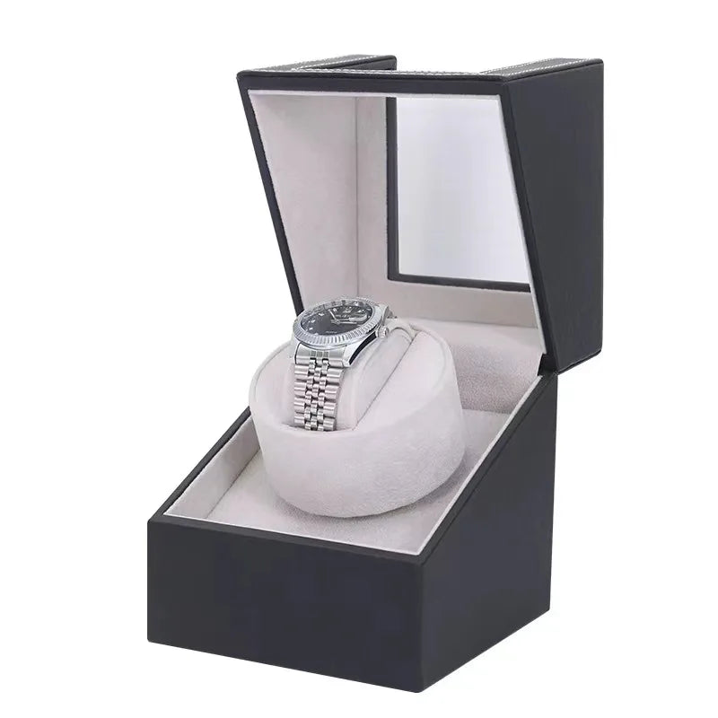 Watch Winder Automatic Winding Box for Mechanical Watches, Rotating Storage Case Watch Shaker, Automatic Watch Winding Device Qme Blk in Grey