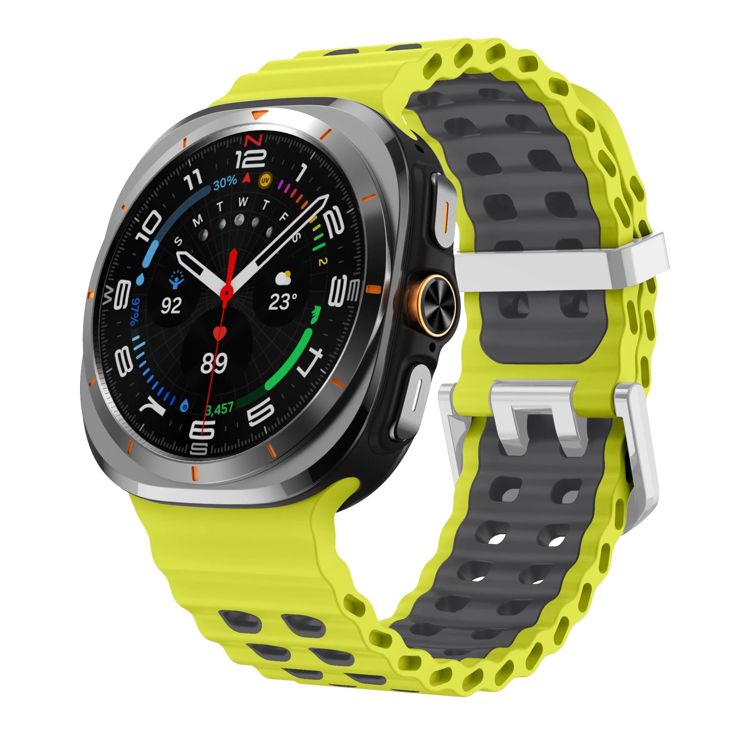 Two-Tone Sports Silicone Strap For Samsung Galaxy Watch Ultra Marine Band Bracelet For GalaxyWatch Ultra 47mm Watchband Qme Lime GrayS Galaxy Watch Ultra