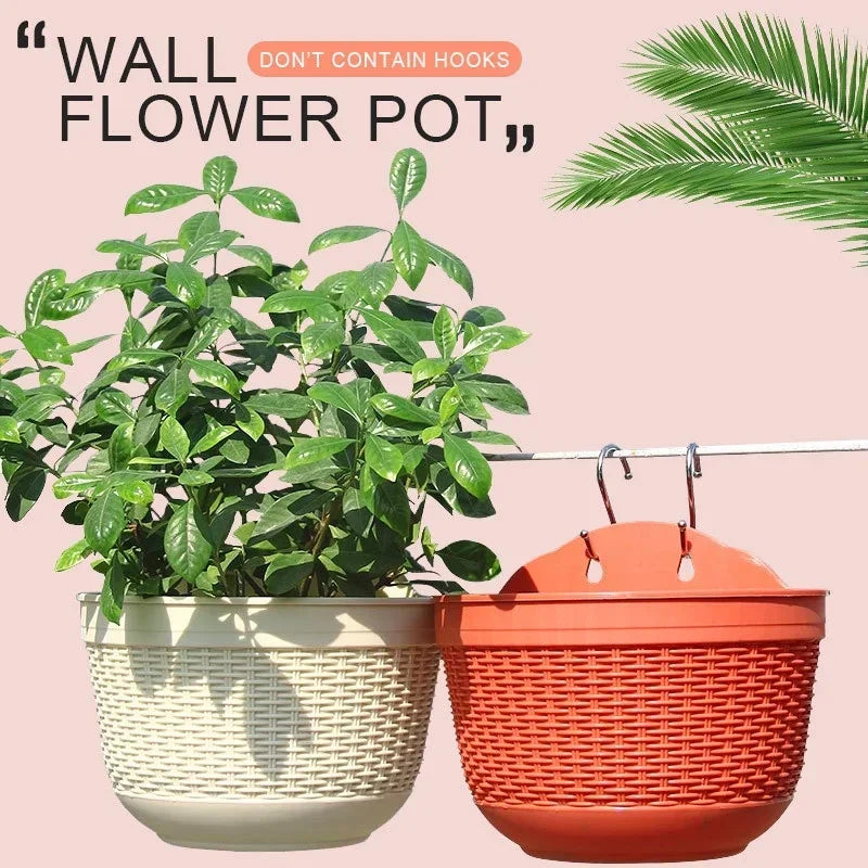 Imitation Rattan Weaving Creative Flower Planter Garden Pot Flowerpot Qme
