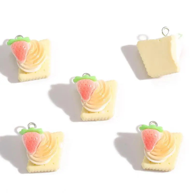 Strawberry Cake Resin Cartoon Charms 10/12Pcs Lovely Design for DIY Bag Pendant Phone Charm Jewelry Making Gift for Craft Lovers Qme