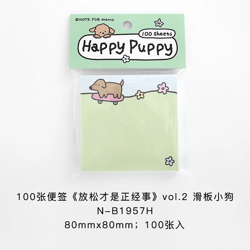 100 sheets Relaxation Series Cartoon Adhesive Cute Animals Notes Notepad Memo Pad Office School Supplies Stationery Stickers Qme A1