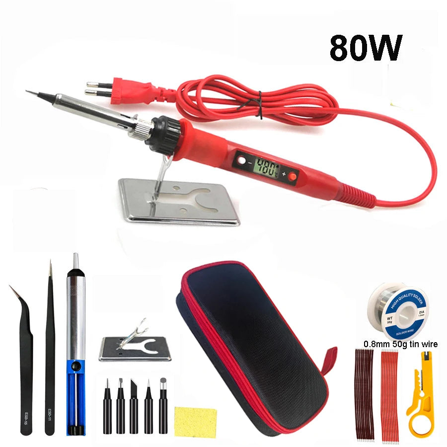 80W Digital Electric Soldering Iron 220V 110V Temperature Adjustable Qme