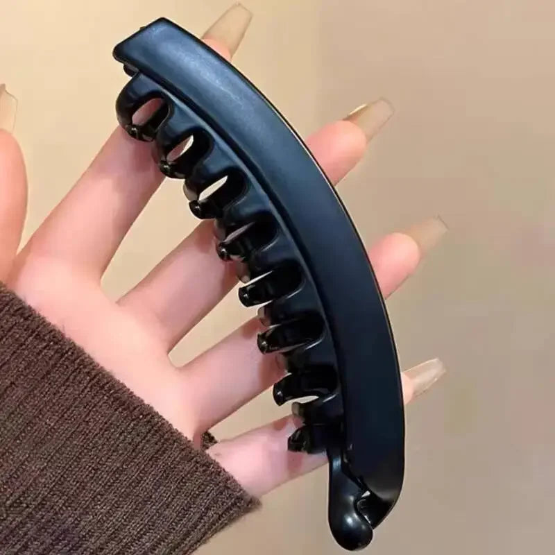 Tortoiseshell Banana Hair Clip Fish Shaped Hairpin For Women Hair Accessories Hairgrips Twist Clamp Ponytail Barrettes Headwear Qme black