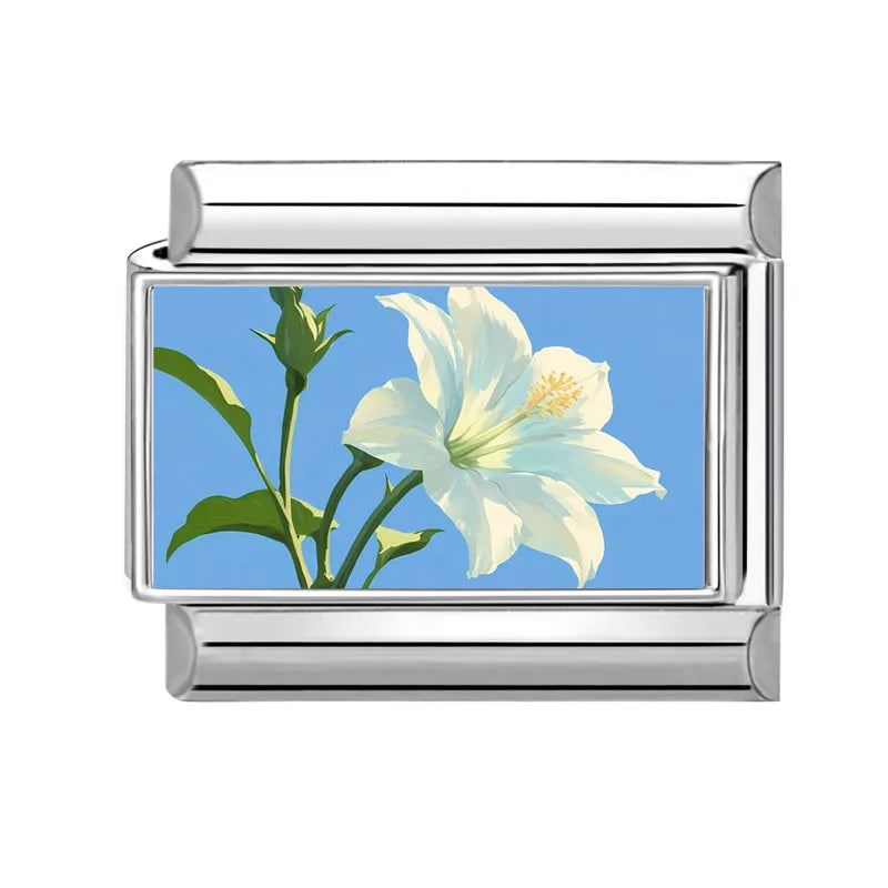 Fashion Iris Hyacinth Sunflower Daisy Flowers Series Italian Charm