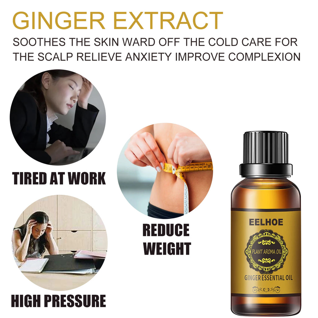 Ginger Essential Oil Slimming Body Massage Natural Fat Burning AntiCellulite Waist Arms Legs Care Promote Metabolism Firming Oil Qme