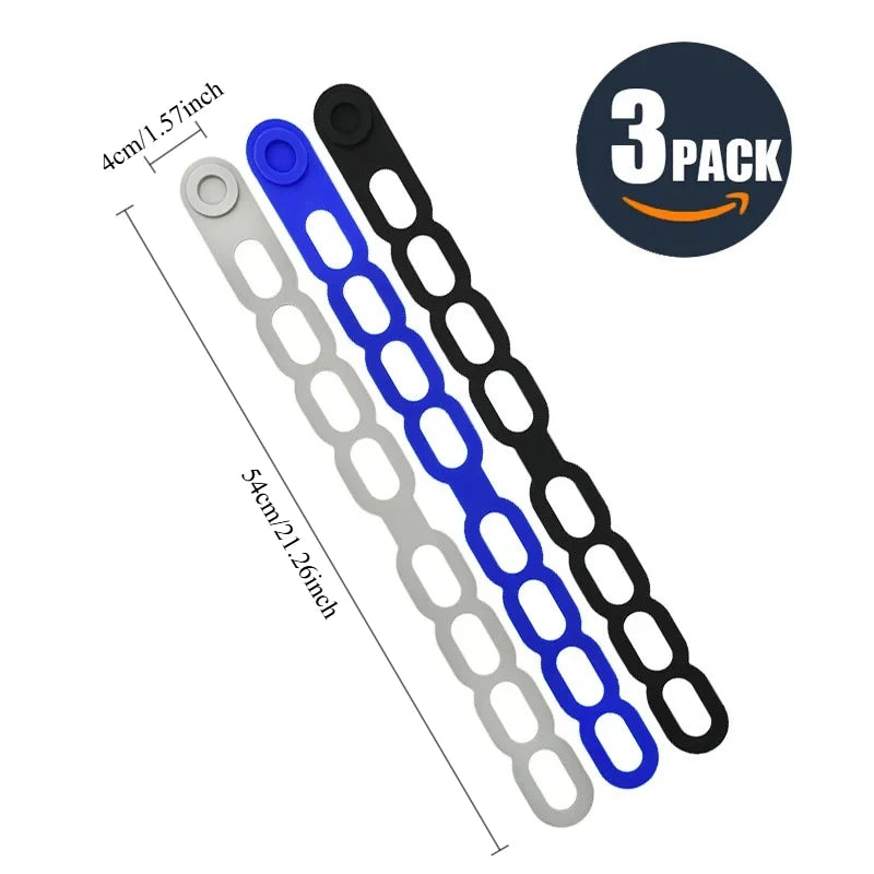 Reusable Silicone Elastic-Bands 3Pcs Pot-Lid Strap Holder Multipurpose for Clay-Pots Bowls Lunch Box Curtain Use Qme black gray white 3pc