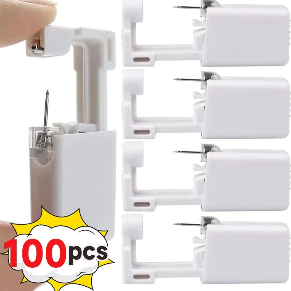 Safety Ear Piercing Gun Kit Women Men Disposable White Plastic Sterile Ear Piercing Device Fashion Simple Jewelry Piercing Tools Qme 100pcs