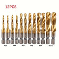 12 pieces 6mm-20mm high-speed steel screw drill set, hexagonal screw drill set, M3-M10 wood-plastic metal screw drill bit Qme 12pcs