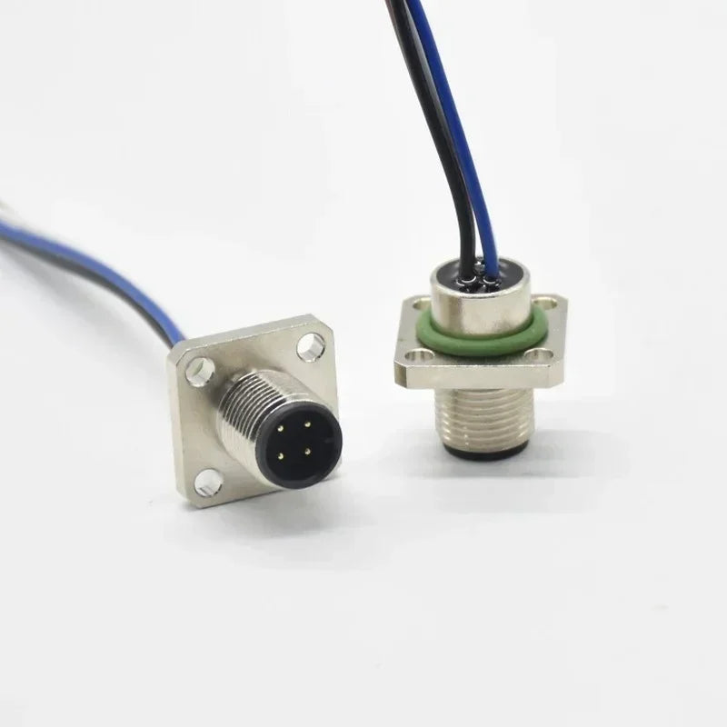 High Quality, 10cm Electronic Wire, 8 Core 6P 2A Aviation Plug, M12 Square Fixed Male Connector with Hole Qme