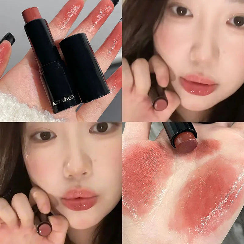 Retro Rose Tube Lipstick Blush Moisturizing Waterproof Multi-Purpose Matte Cheek Tint Blusher Red Lip Mud Face Cosmetics Makeup Qme 01
