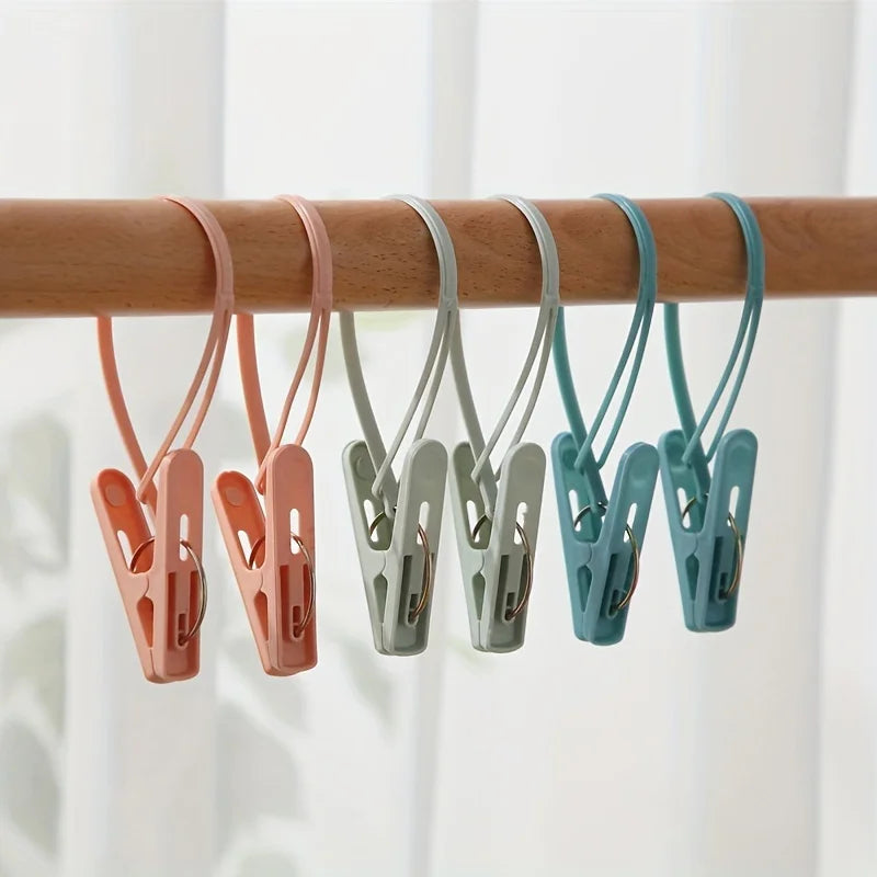 12pcs Small Clothes Pins, Travel Drying Clip with Lanyard, Travel Towel Socks Drying Clips, Household Clothes Pegs, Clotheslines Qme