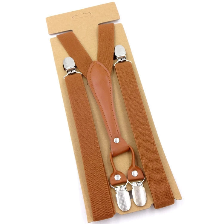 New Fashion Suspenders Men Women Adult Leather Trimmed End Y Back Adjustable Elastic Trouser Braces Strap Belt Wedding Party Qme Chocolate China Mainland