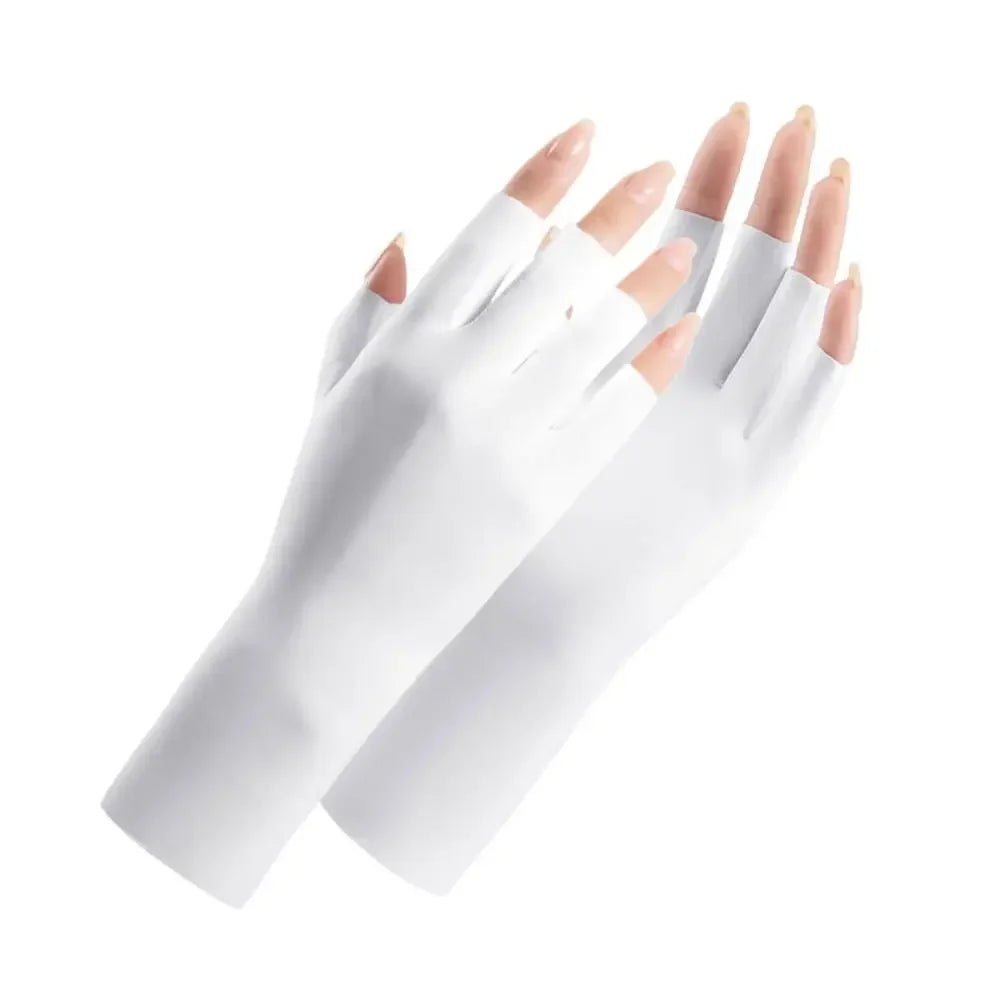 1 Pair Fingerless Gloves Thin Outdoor Riding Gloves UV Protection Multicolor Driving Gloves Stretch Female Touchscreen Qme 49WT