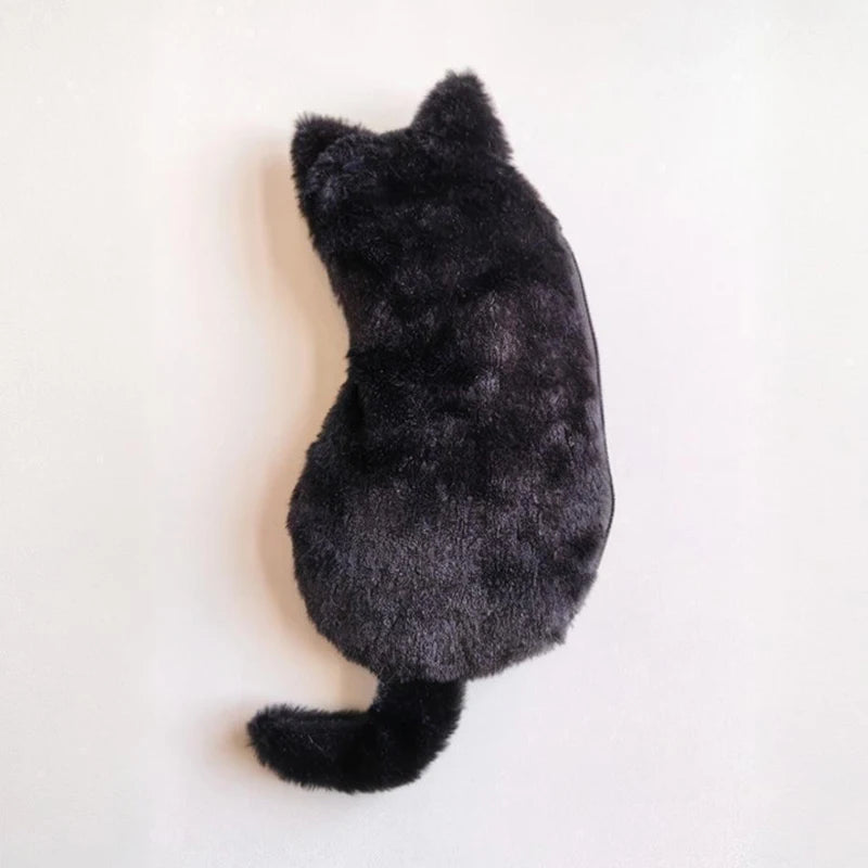 Cute Cartoon Cat Plush Pen Bag Funny Student Animal Pencil Cases Qme A1 Black