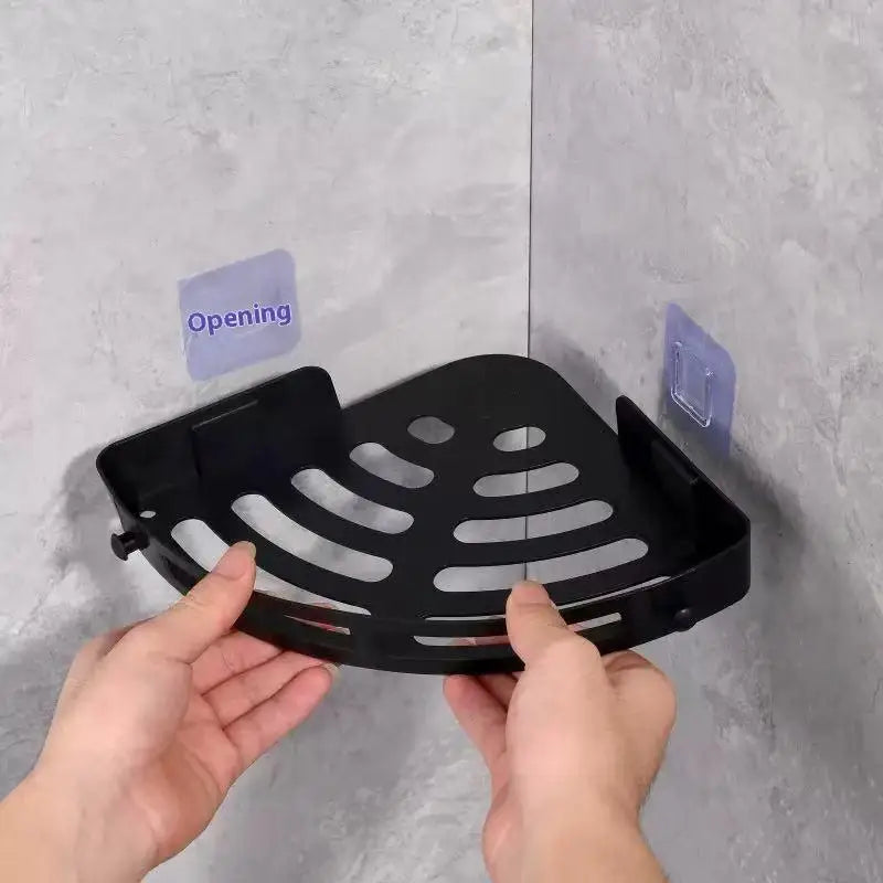 Corner Shelf Wall Soap Holder Bathroom Organizer Rack Punch-free Qme C 1pcs Plastic