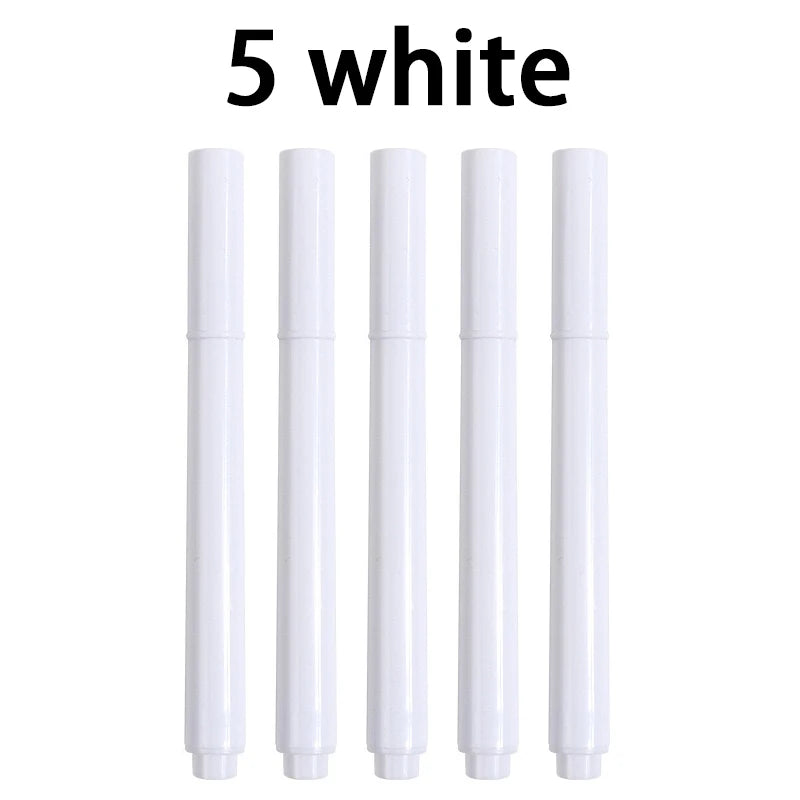 3-25Pcs/Set White/Colors Liquid Chalk Erasable Pen Marker For Glass Windows Electronic Blackboard Chalkboard Whiteboard Marker Qme 5 white