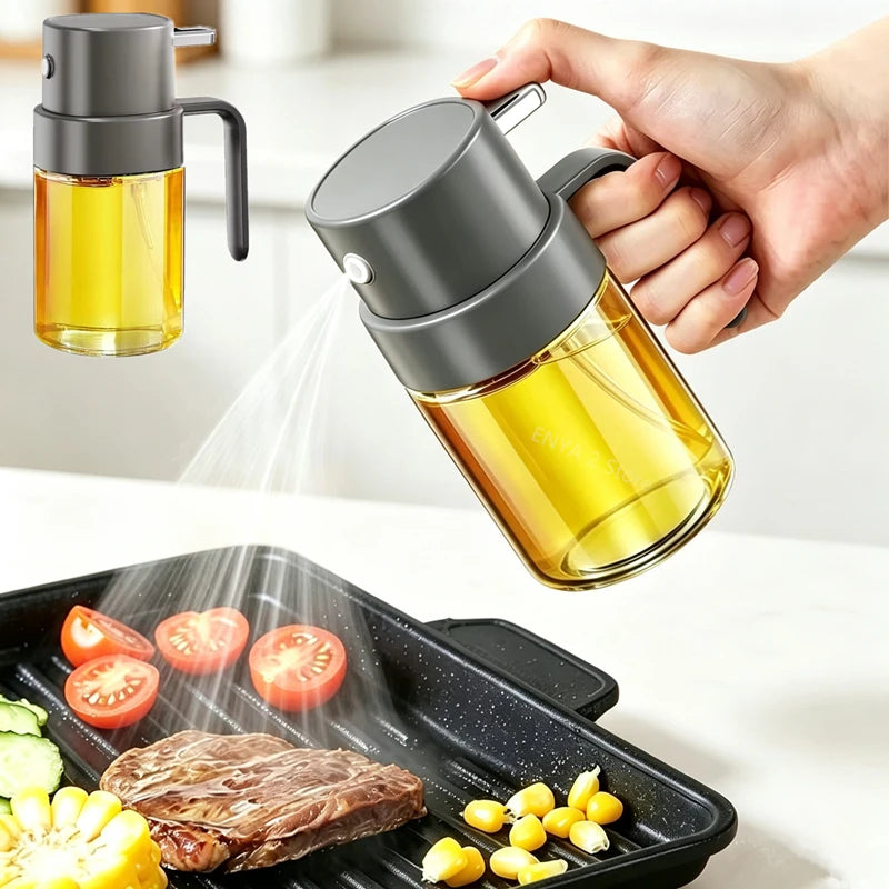 200ml Glass Oil Sprayer For Cooking Press Fine Mist Oil Mister Bottle With Handle Anti-Clog Oil Dispenser For Air Fryer BBQ Sala Qme