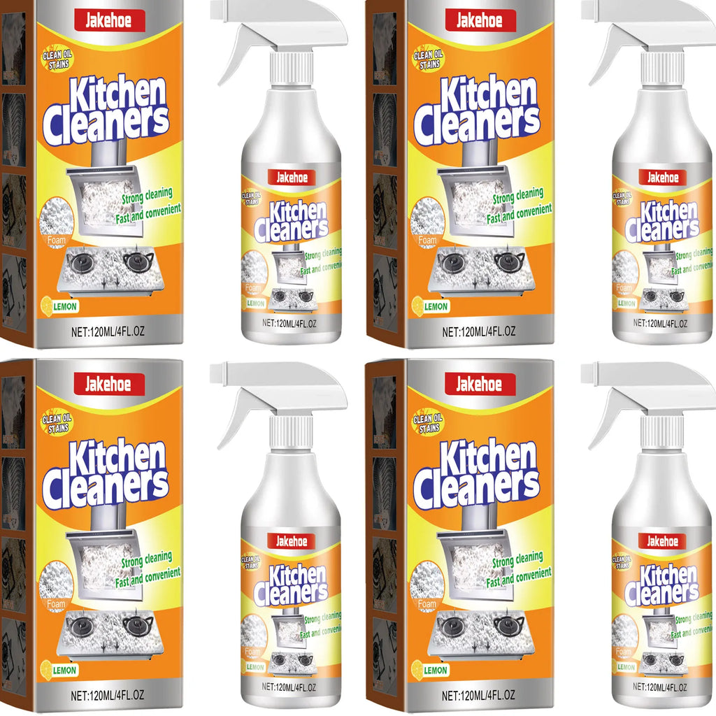 Kitchen Foam Cleaner Powerful Dissolving and Removing Stubborn Oil Stains Cleaning Cooking Utensils Multi-purpose Cleaning Spray Qme 4 X 120ml Boxed