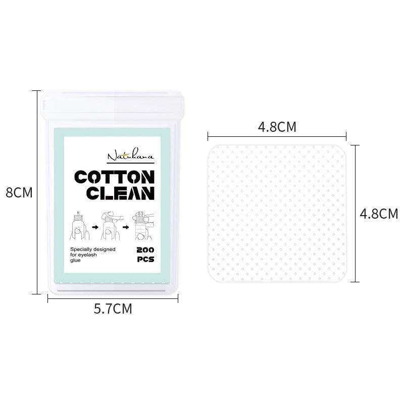 NATUHANA200pcs Lint-free Paper Cotton Wipes Eyelash Glue Remover Qme