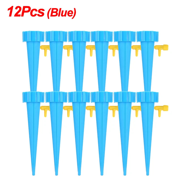 Automatic Drip Irrigation System Self Watering Spike for Flower Plants Greenhouse Garden Adjustable Auto Water Dripper Device Qme Blue-12Pcs