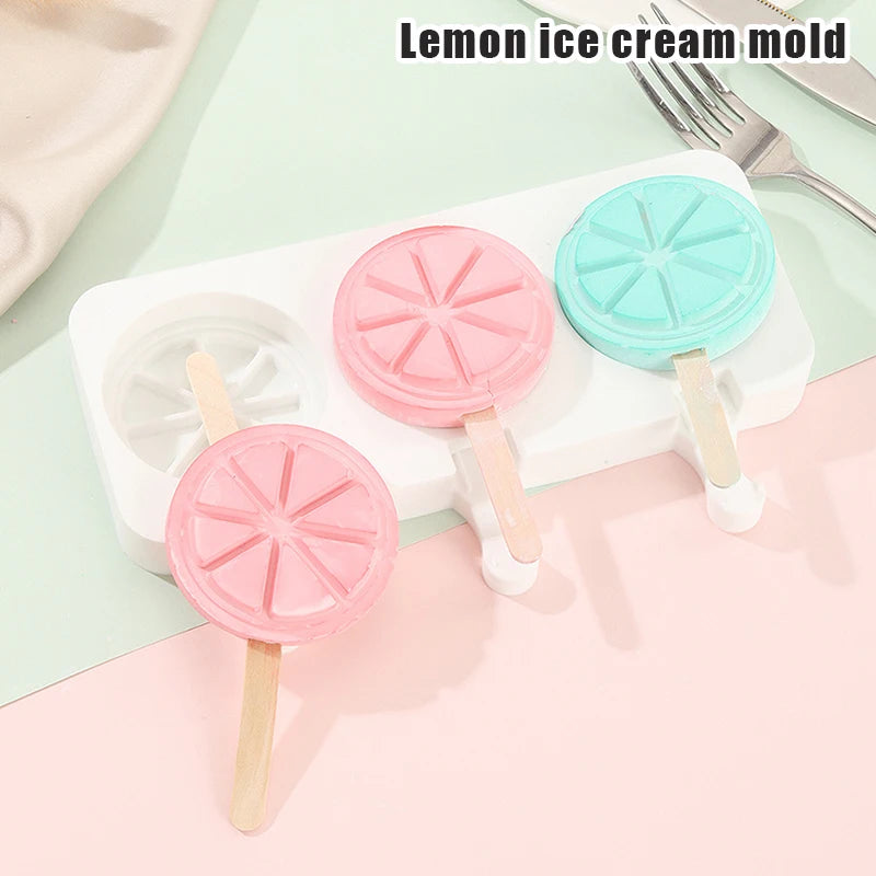 1 2 Ice Cream Popsicles Mould Food Grade Silicone Heart Fruit Qme A9
