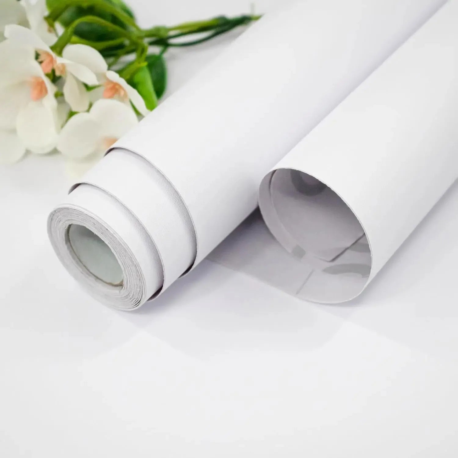 Solid Waterpoof Matte Wallpaper White Vinyl Self-adhesive Stickers Qme White 1 40cmx1M