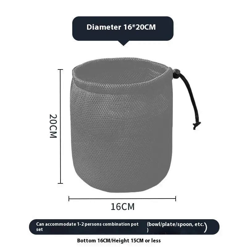 Outdoor Camping Storage Protective Bags Portable Picnic Cookware Mesh Qme 2 Gray