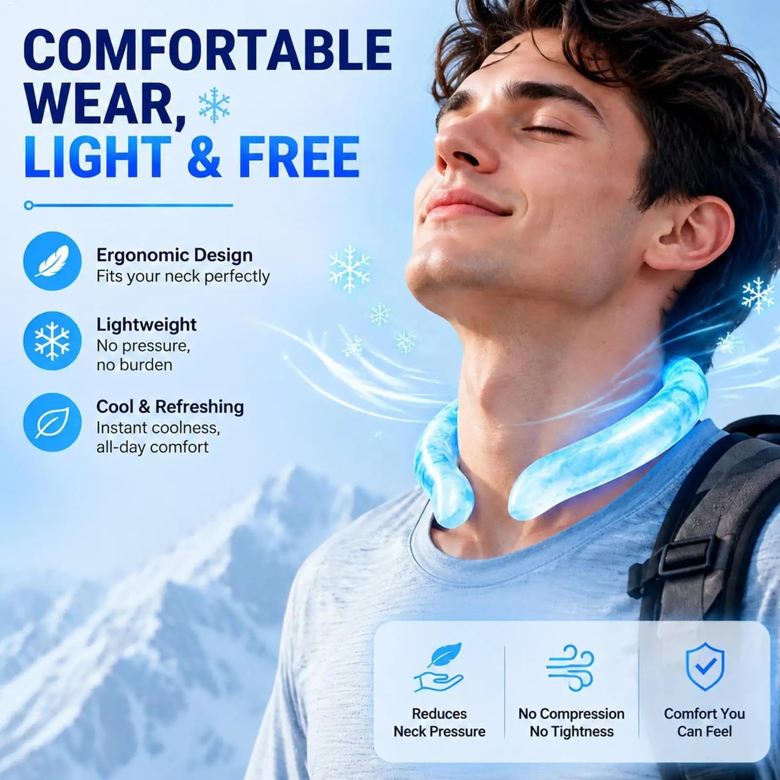 Wearable Neck Cooler - Reusable Cooling Tube for Summer Freeze Activated Neck Sleeve Hot Weather Relief for Outdoor Work/Travel Qme