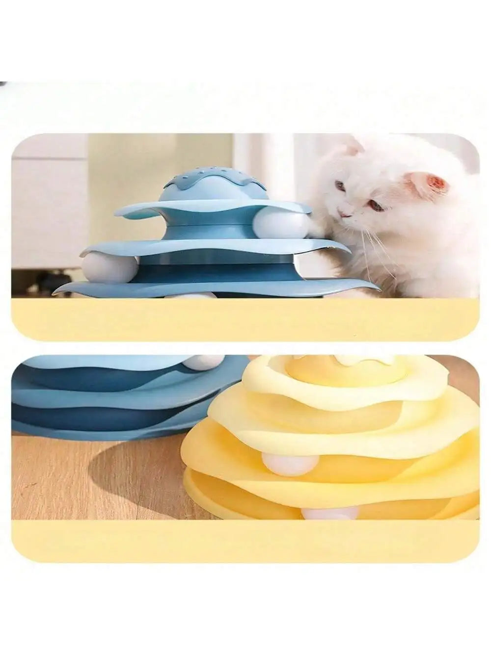 Cat Track Toy 3 Level Turntable Balls Ice Cream Shape Detachable Qme