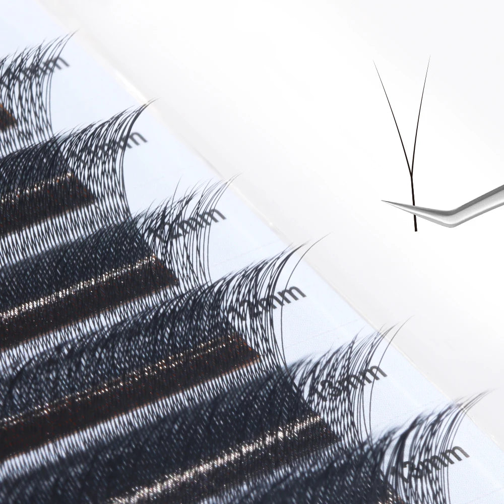 NATUHANA Fox Eye Y-tip Premade Fans Faux Mink Eyelash Extensions Soft Qme 2D D 0.07mm|Mix8-12mm