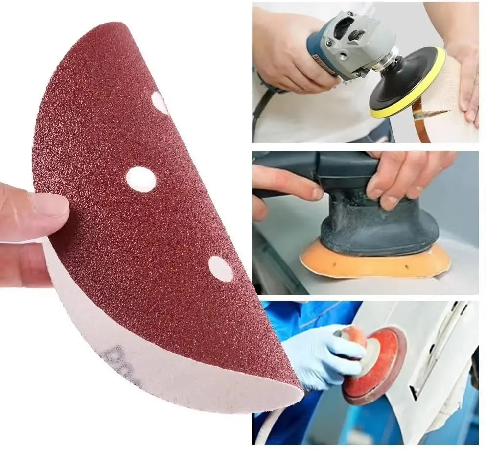 10 pieces 6 inch 6 hole 150MM sanding sheet 60-600gravel flocking sandpaper track sander hook ring sandpaper Qme