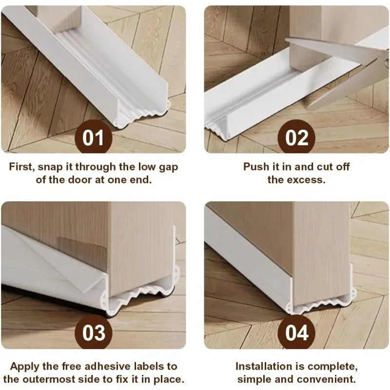 Self Adhesive PVC Door Bottom Seal Strip 1M Wind Noise Dust Proof Qme