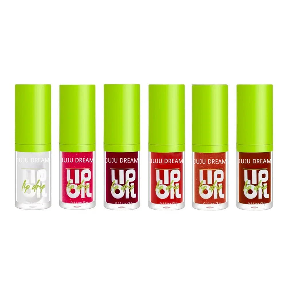 6 Colors Tinted Lip Oil Gloss Moisturizing Shiny Finish Waterproof Qme