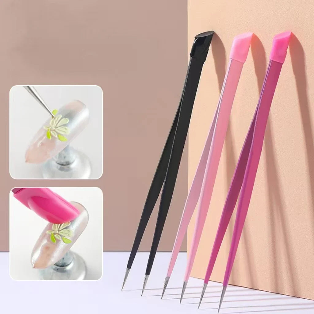 Double Headed Tweezers Multi-use Silicone Pressing Head Nail Clipping Qme