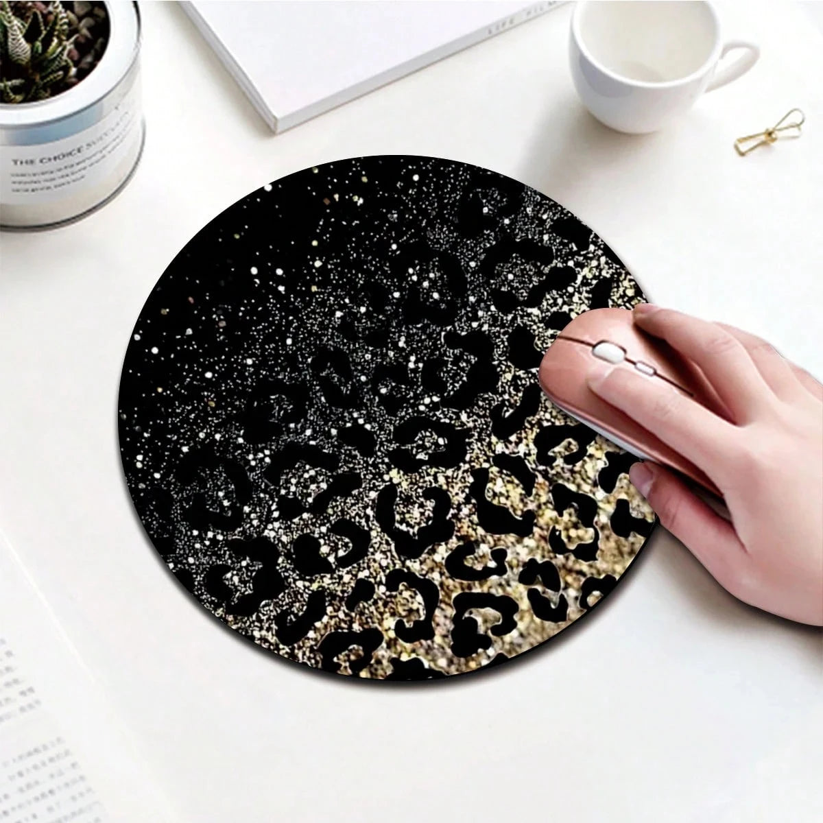 1 Leopard Print Animal Cartoon Mouse Pad Circular Office Desk Anti Qme