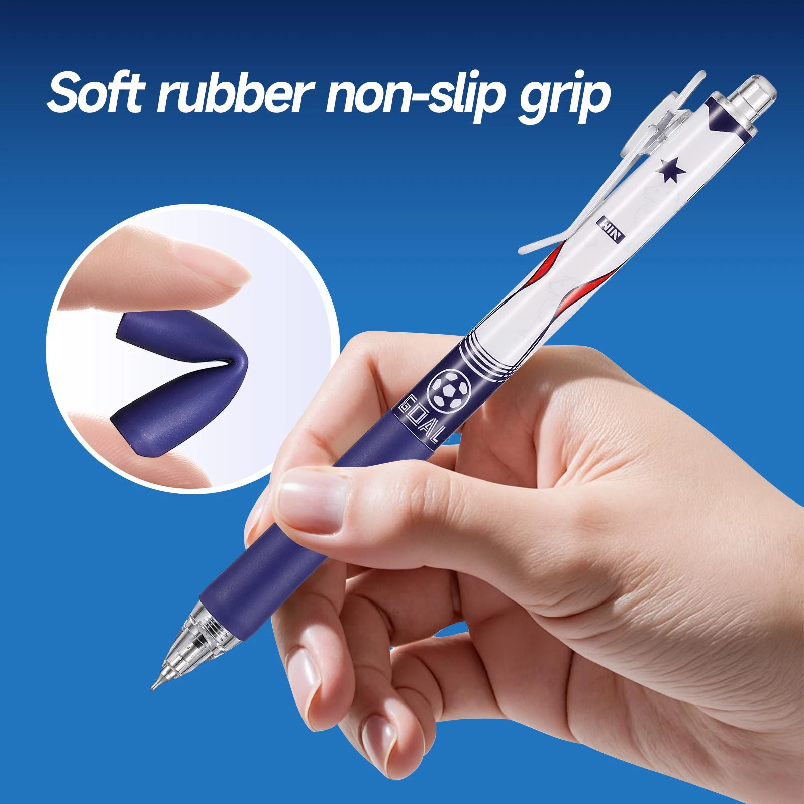 6 pcs Gradient Mixed Large-capacity Gel Pens, Football-themed Practice Pens, Suitable for Students & Office Workers Qme