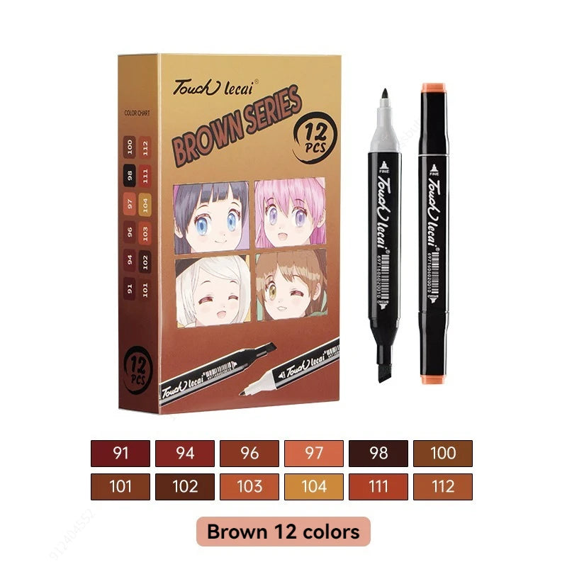 Alcohol Markers, Dual Brush Tip Permanent Art Markers, Coloring Marker, for Book Painting Card Making, Christmas gift Qme brown series