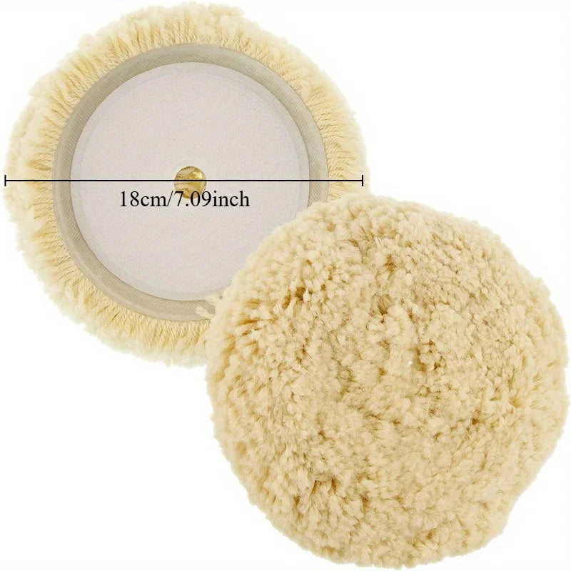 7in Wool Hook & Loop Grip Buffing Pad For Compound Cutting & Polishing For Automotive, Marine And Epoxies Qme