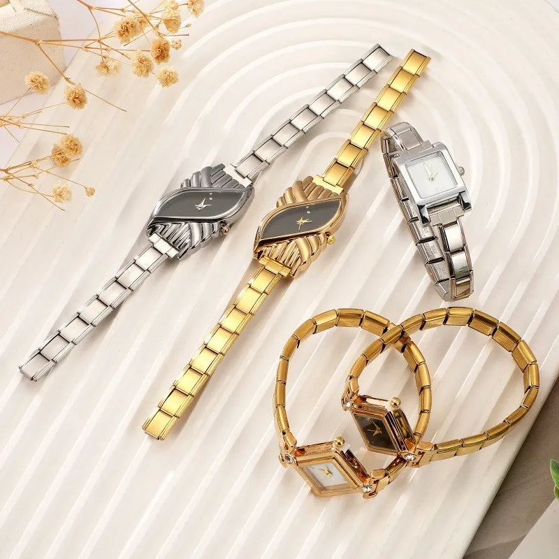 Fashion Women's Stainless Steel Square Triangle DIY High Quality Watch Bracelet Bangle Party Friend Wife Birthday Jewelry Gifts Qme
