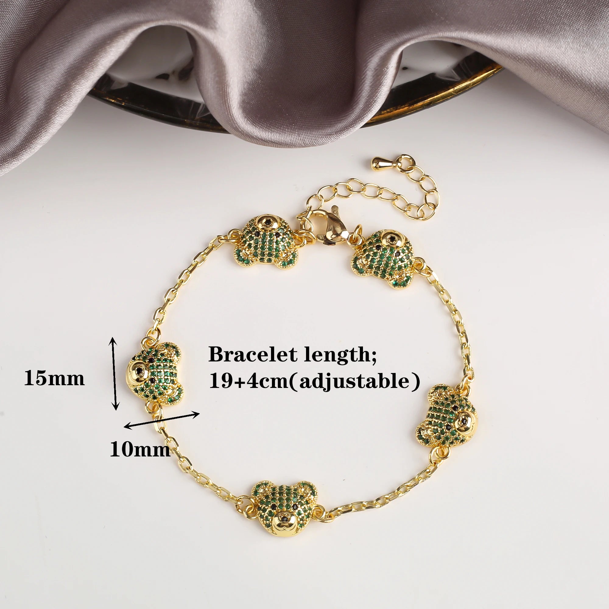 New 6 Colors Cute Zirconia Bear Bracelet Classic Animal Crystal Chain Bracelet Charm For Woman Girl Jewelry Gift Free Shipping Qme 2