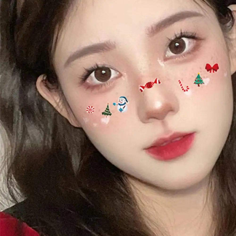 Face And Eye Makeup Stickers Christmas Face Snowflake Stickers 5D Witte Sneeuwvlok Ronde Tattoo Oogschaduw Stickers Qme