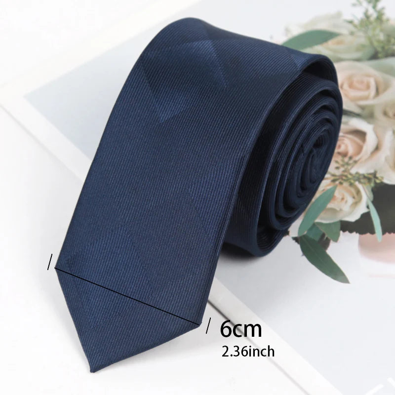 Men's Fashion Casual Skinny Necktie Polyester Ties Man Plaid Solid Qme