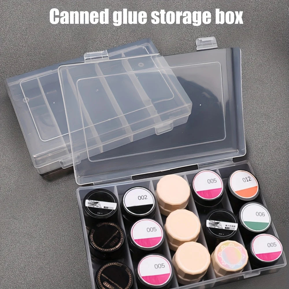 Transparent nail polish glue storage box, stain-resistant, 5 large compartments for nail glue storage, spacious organizer Qme
