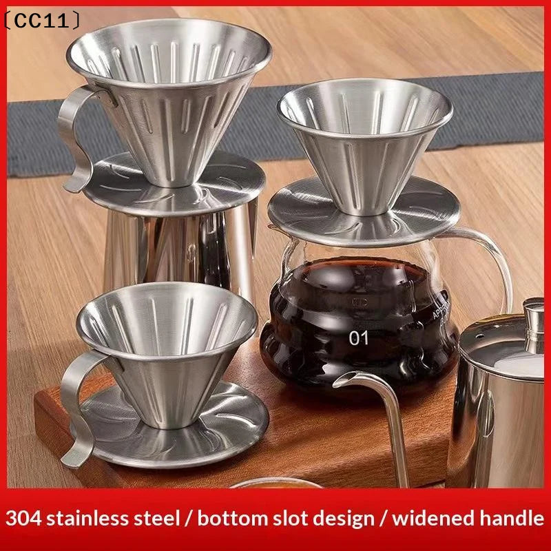 Stainless Steel Pour Over Coffee Dripper Reusable Rustproof Design Qme