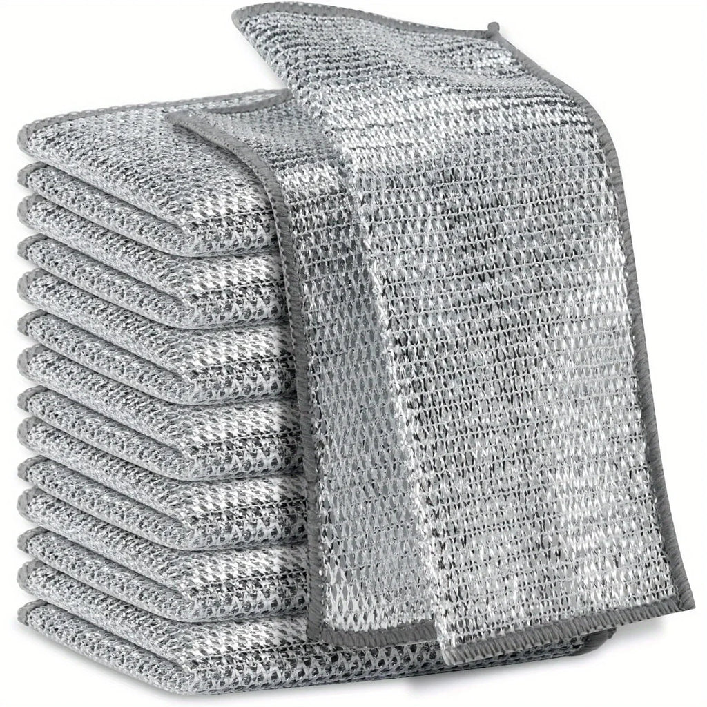 Multipurpose Wire Miracle Cleaning Cloths, Magnifying Wire Dishwashing Rags for Wet and Dry Mesh Microfiber Cleaning Cloth Qme