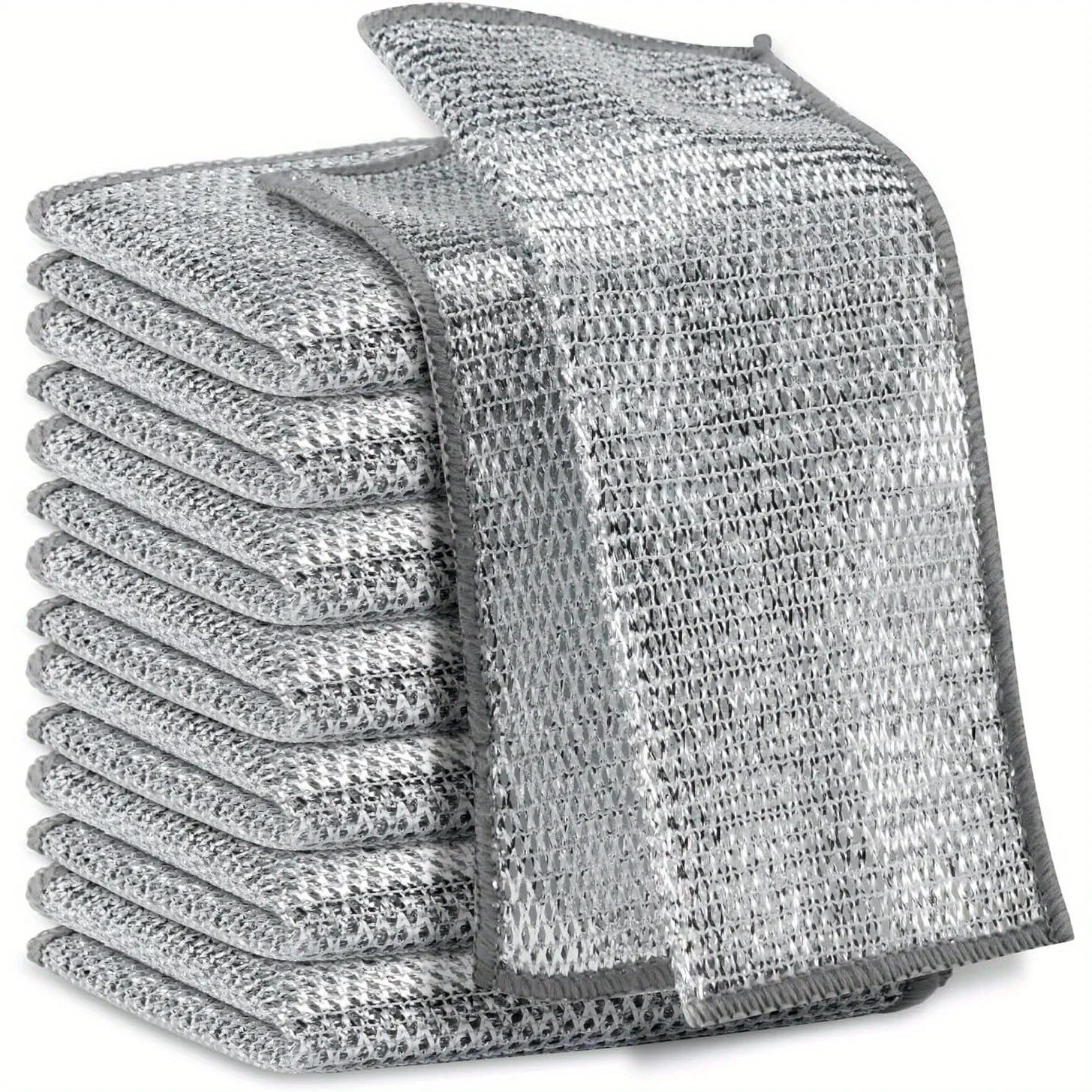Multipurpose Wire Miracle Cleaning Cloths, Magnifying Wire Dishwashing Rags for Wet and Dry Mesh Microfiber Cleaning Cloth Qme