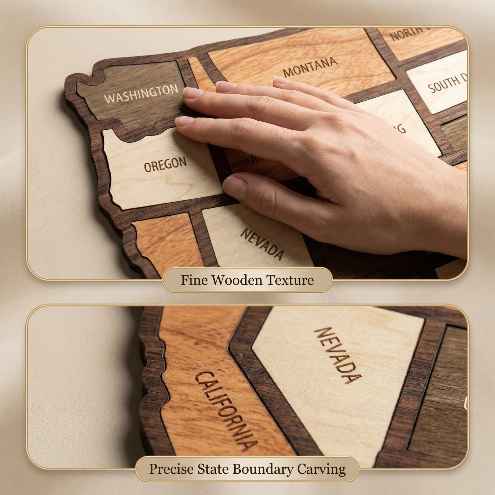 Wooden USA Travel Map Puzzle Record Your Journey Beautiful Memories Home Office Bar Hotel Wall Decoration Unique Gift Qme