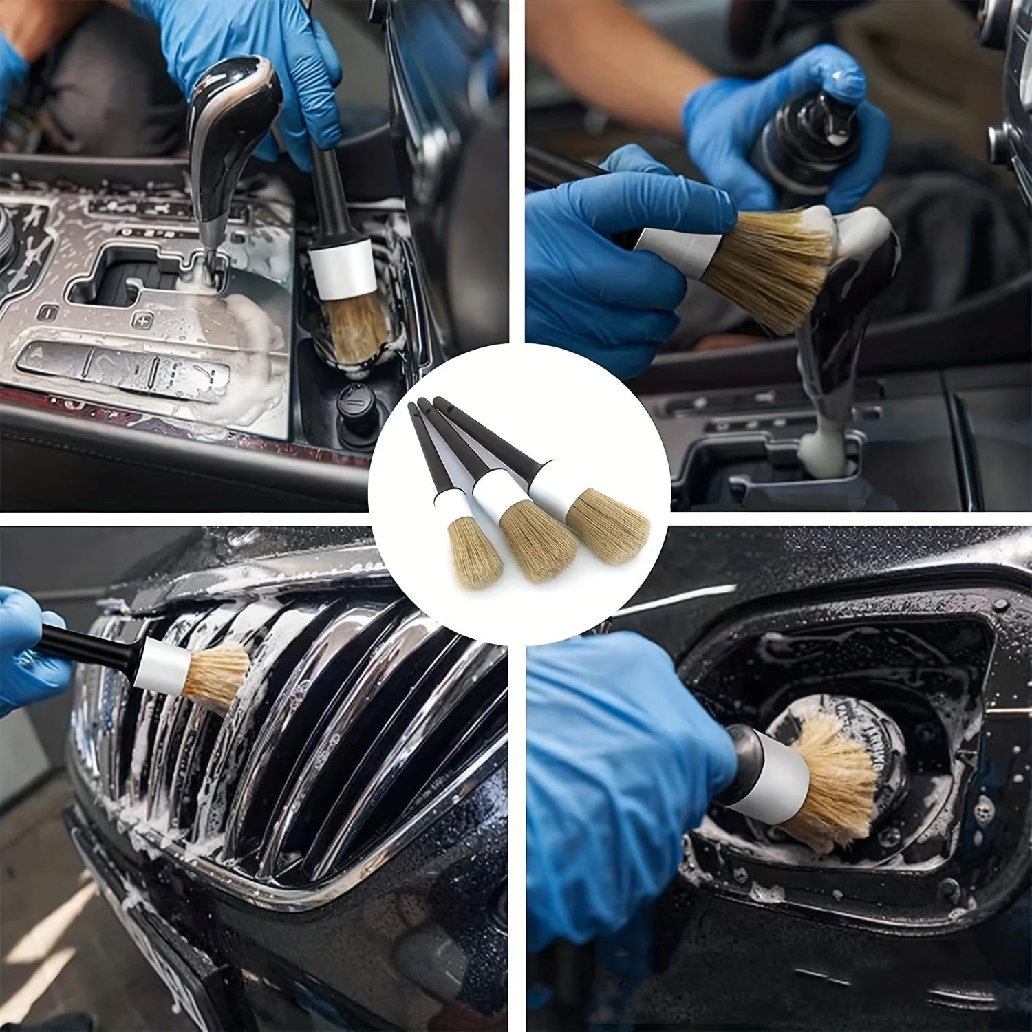 Ultra-Soft Car Detail Brushes - Perfect for Cleaning Badge Wheels, Interior Decorations, And Air Vents. Qme