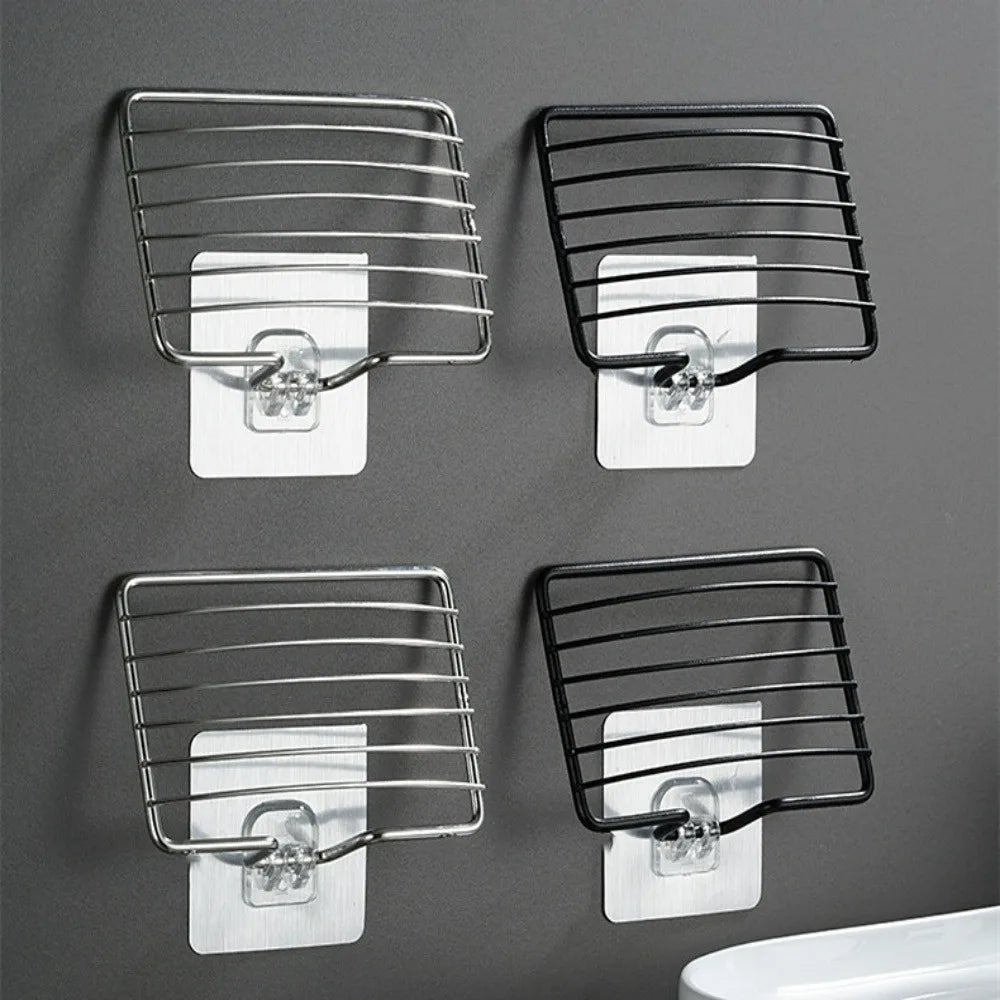 Stainless Steel Soap Holder Wall-mounted Drain Storage Rack Bathroom Multifunctional Durable Soap Dish Holder Household Goods Qme