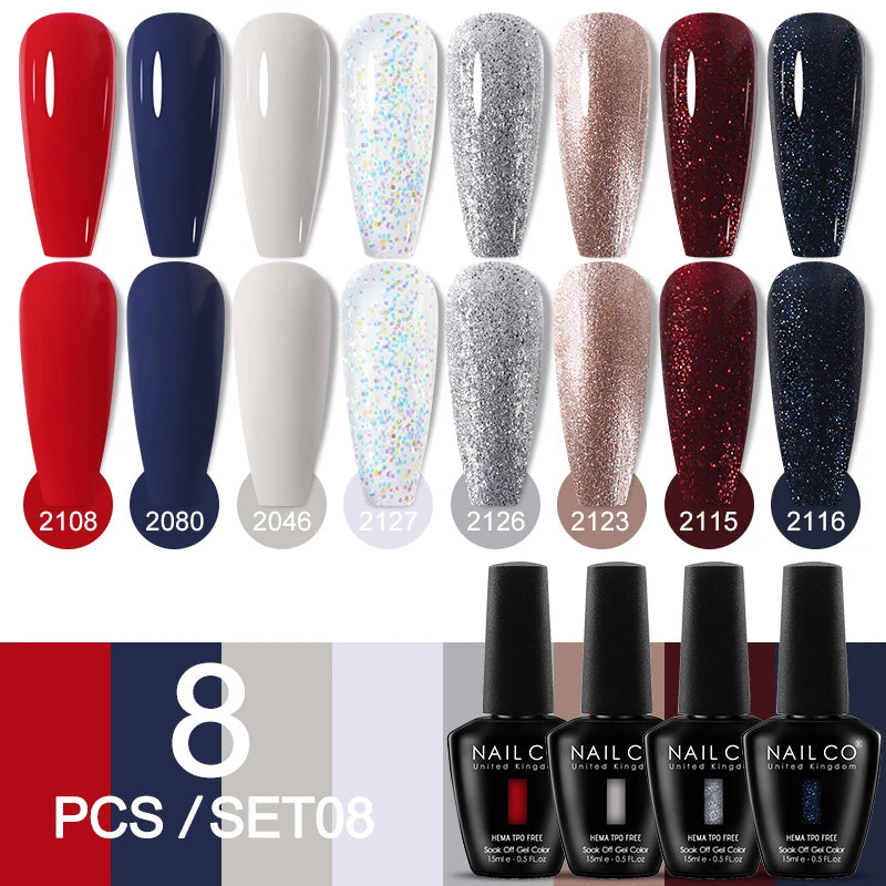 NAILCO Sparkly Rose Red Purple Gel Nail Polish Art Vernis Nails